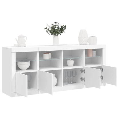Credenza con Luci LED Bianca 163x37x67 cm