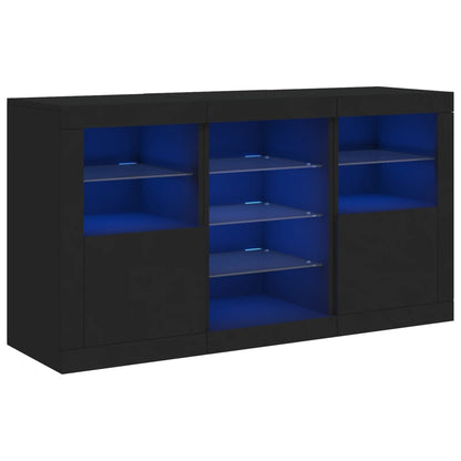 Credenza con Luci LED Nera 123x37x67 cm