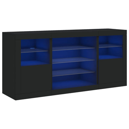 Credenza con Luci LED Nera 142,5x37x67 cm