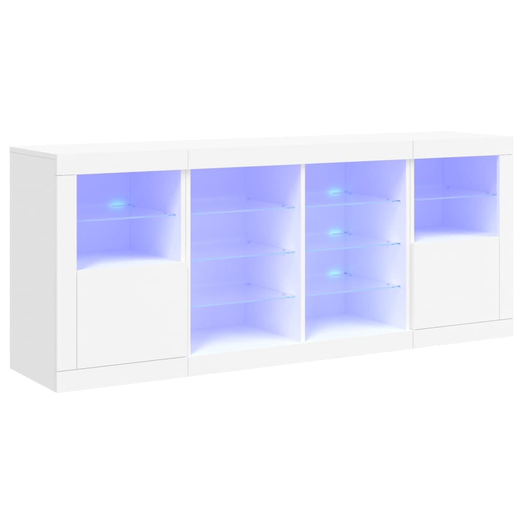 Credenza con Luci LED Bianca 163x37x67 cm