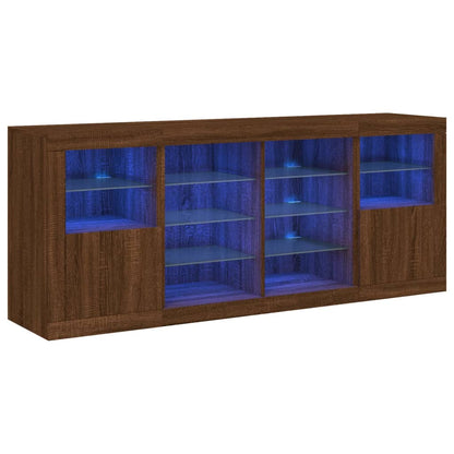 Credenza con Luci LED Rovere Marrone 163x37x67 cm