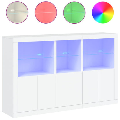 Credenza con Luci LED Bianca 162x37x100 cm