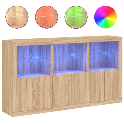 Credenza con Luci LED Rovere Sonoma 181,5x37x100 cm