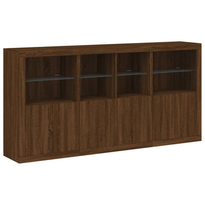 Credenza con Luci LED Rovere Marrone 202x37x100 cm