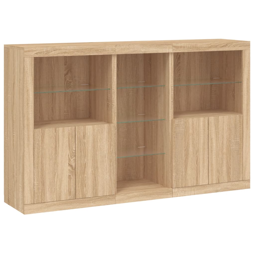 Credenza con Luci LED Rovere Sonoma 162x37x100 cm