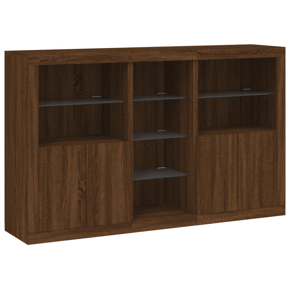 Credenza con Luci LED Rovere Marrone 162x37x100 cm