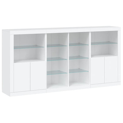 Credenza con Luci LED Bianca 202x37x100 cm
