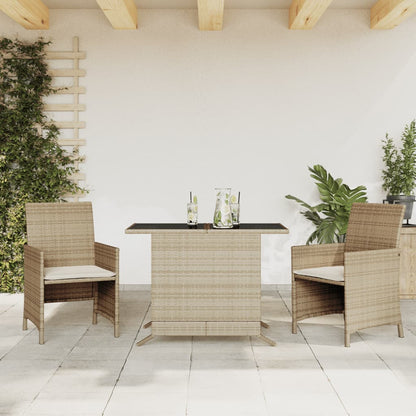 Set da BistrÃƒÂ² 3 pz con Cuscini Beige in Polyrattan