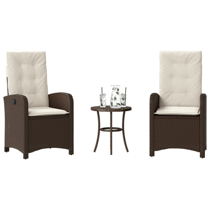 Set BistrÃ² 3 pz con Cuscini Marrone in Polyrattan