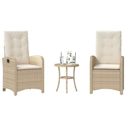 Set da BistrÃƒÂ² 3 pz con Cuscini Beige in Polyrattan