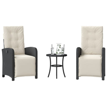 Set da BistrÃ² 3 pz con Cuscini Nero in Polyrattan