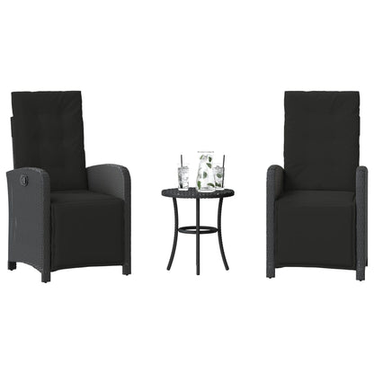 Set da BistrÃ² 3 pz con Cuscini Nero in Polyrattan