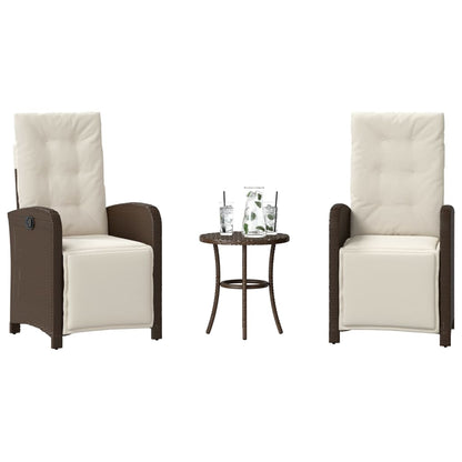 Set BistrÃ² 3 pz con Cuscini Marrone in Polyrattan