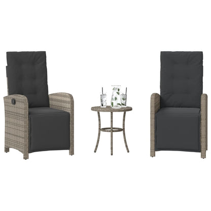 Set da BistrÃ² 3 pz con Cuscini Grigio in Polyrattan