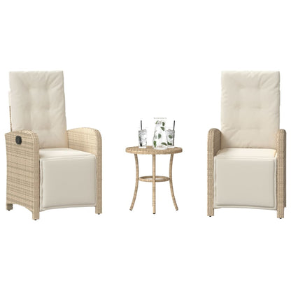Set da BistrÃƒÂ² 3 pz con Cuscini Beige in Polyrattan