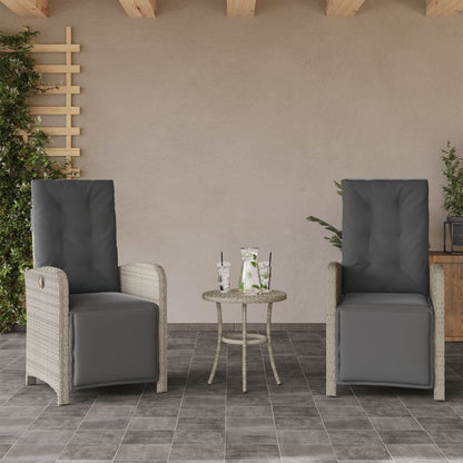 Set da BistrÃ² 3 pz con Cuscini Grigio Chiaro in Polyrattan