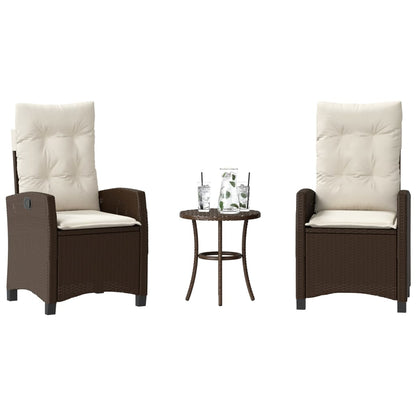 Set BistrÃ² 3 pz con Cuscini Marrone in Polyrattan