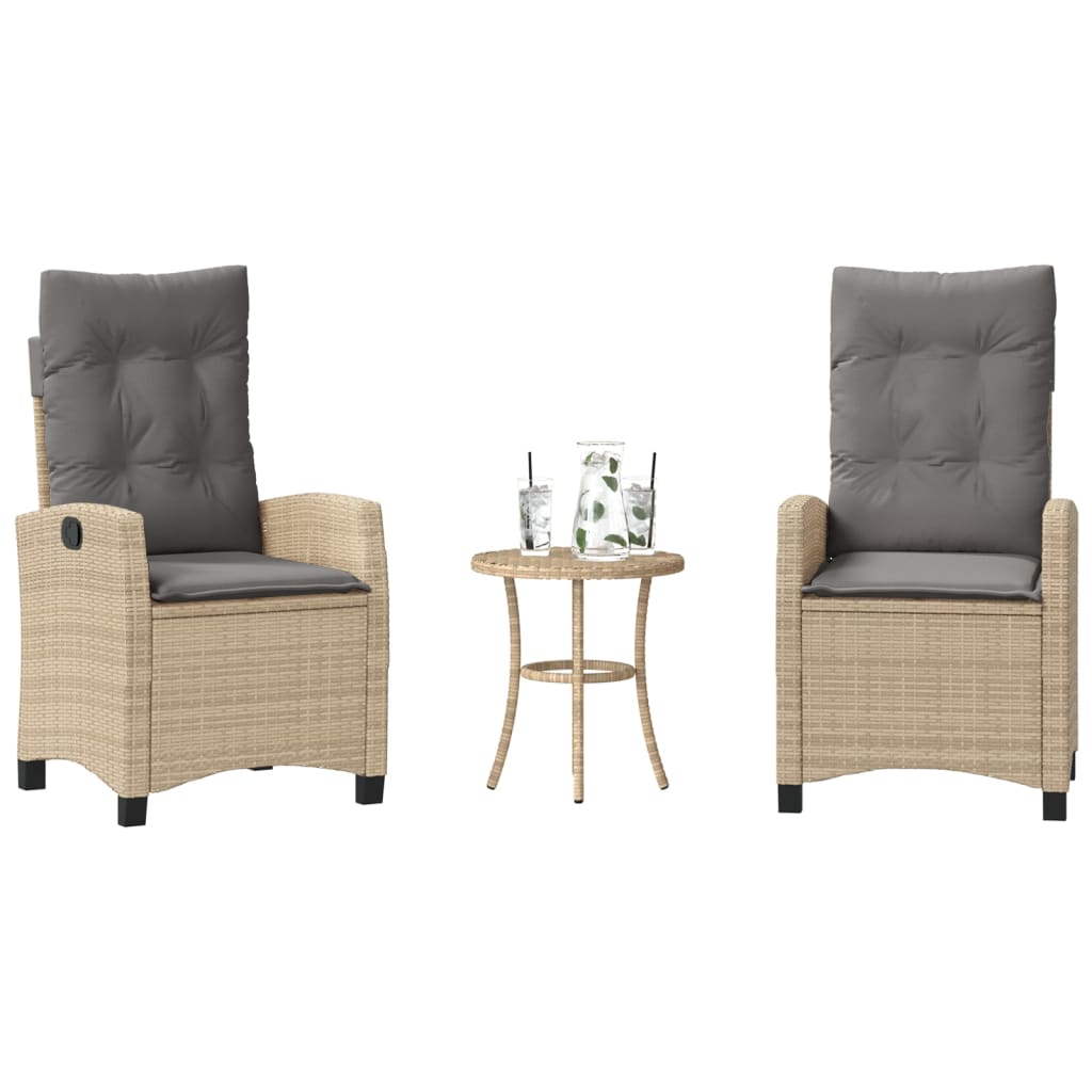 Set da BistrÃ² 3 pz con Cuscini Beige Misto in Polyrattan