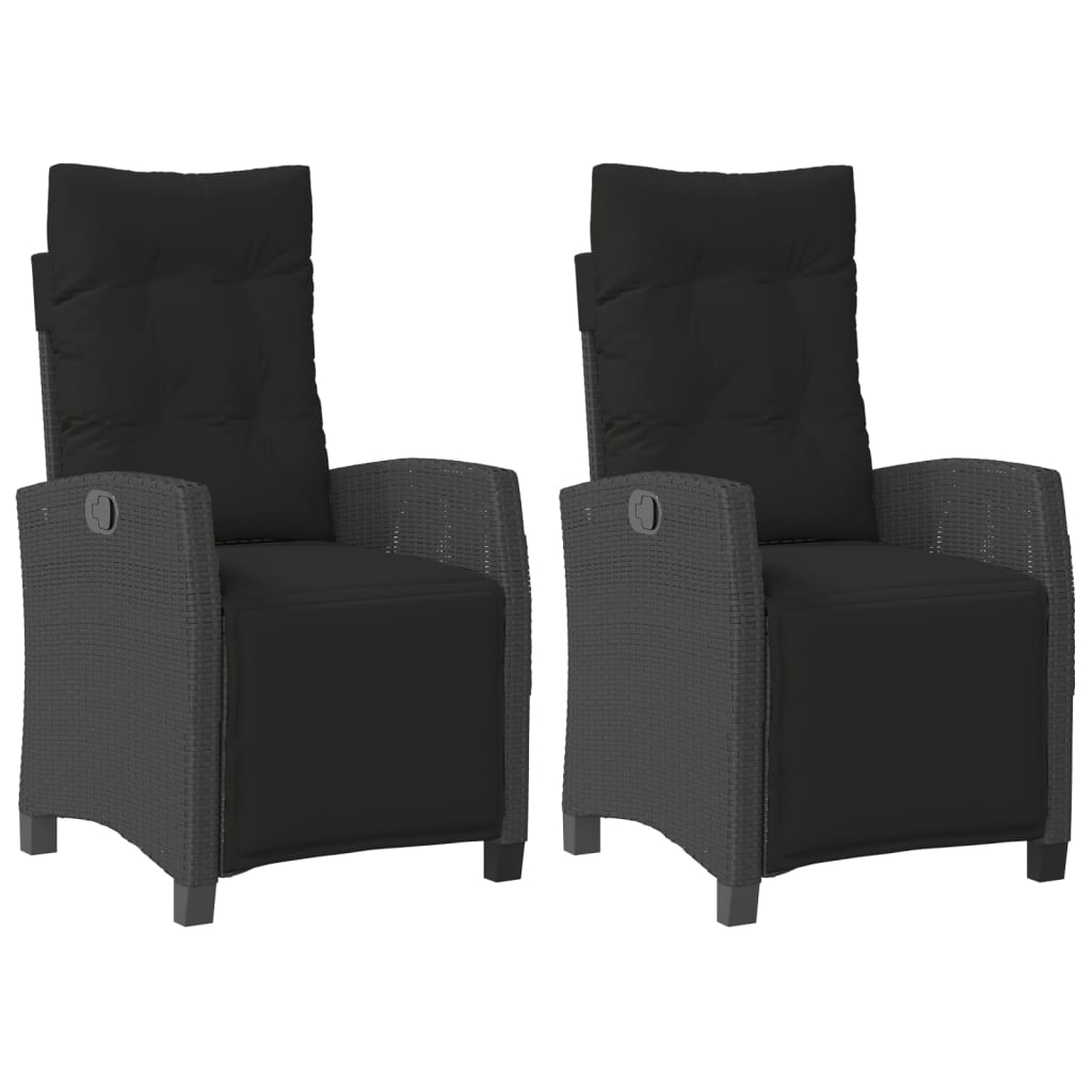 Sedie da Giardino Reclinabili 2 pz con Poggiapiedi Polyrattan