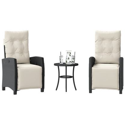 Set da BistrÃ² 3 pz con Cuscini Nero in Polyrattan