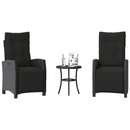Set da BistrÃ² 3 pz con Cuscini Nero in Polyrattan