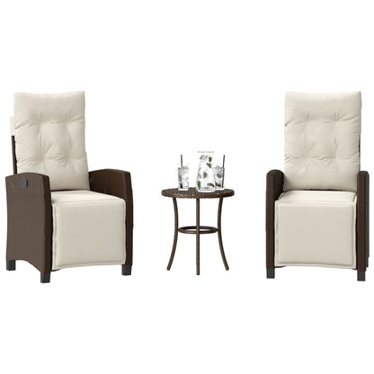 Set BistrÃ² 3 pz con Cuscini Marrone in Polyrattan