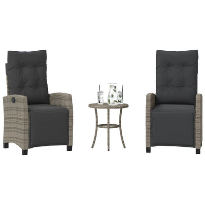 Set da BistrÃ² 3 pz con Cuscini Grigio in Polyrattan