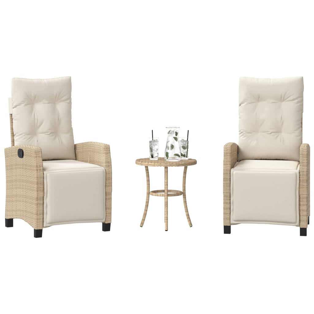 Set da BistrÃƒÂ² 3 pz con Cuscini Beige in Polyrattan