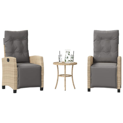 Set da BistrÃ² 3 pz con Cuscini Beige Misto in Polyrattan