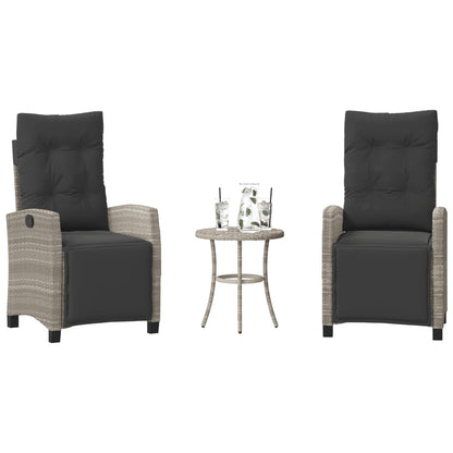 Set da BistrÃ² 3 pz con Cuscini Grigio Chiaro in Polyrattan
