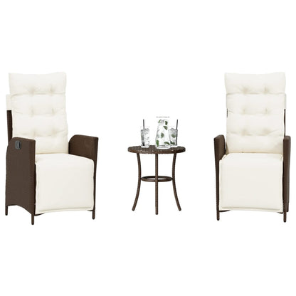Set BistrÃ² 3 pz con Cuscini Marrone in Polyrattan