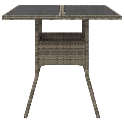 Tavolo da Giardino Piano in Vetro Grigio 80x80x75 cm Polyrattan