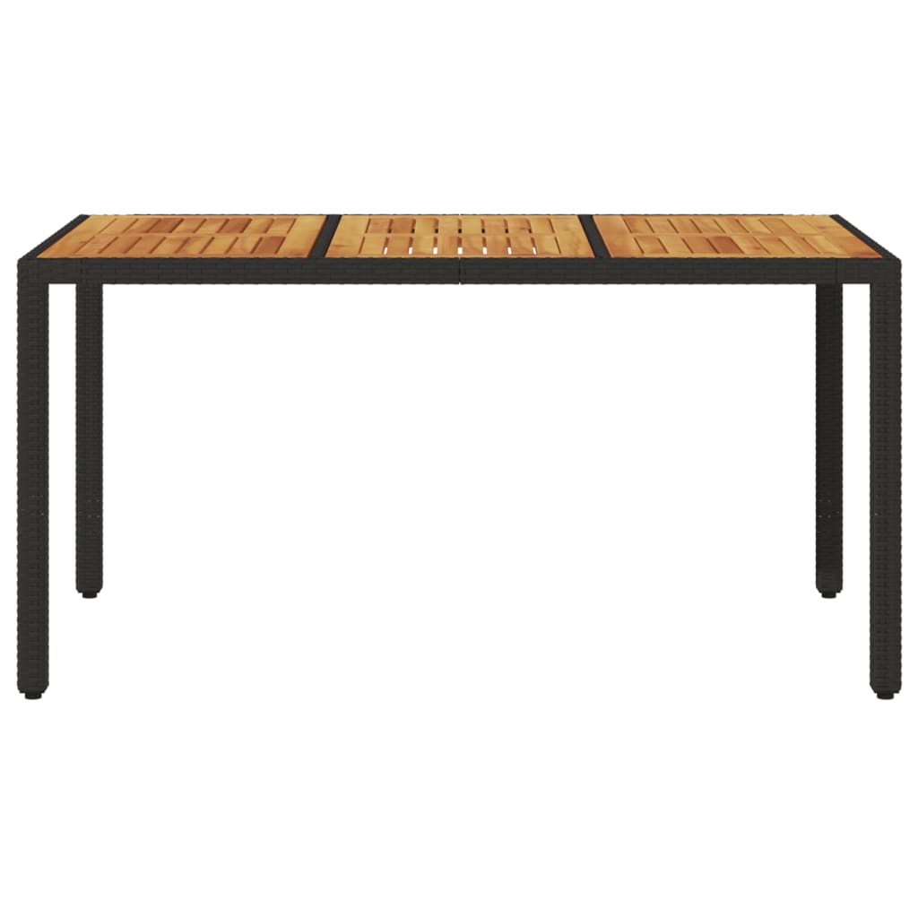 Tavolo Giardino Piano Legno Acacia Nero 150x90x75 cm Polyrattan