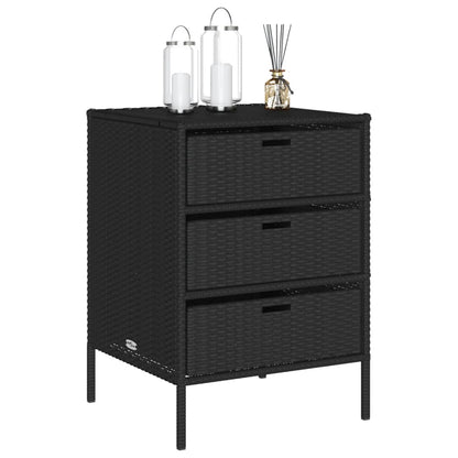 Armadietto Portaoggetti da Giardino Nero 55x59x80cm Polyrattan