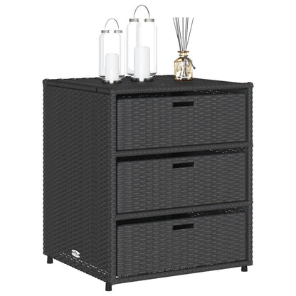 Armadietto Portaoggetti da Giardino Nero 55x59x69cm Polyrattan
