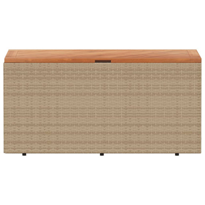 Contenitore da Giardino Beige 110x50x54 cm Polyrattan e Acacia