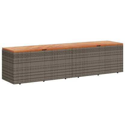 Contenitore Giardino Grigio 220x50x54cm Polyrattan Legno Acacia