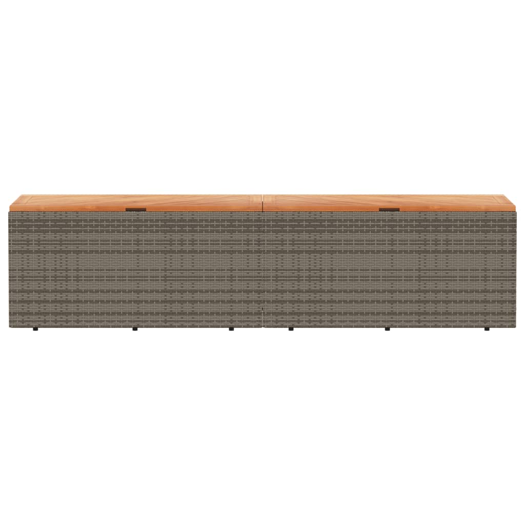 Contenitore Giardino Grigio 220x50x54cm Polyrattan Legno Acacia