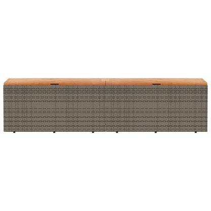 Contenitore Giardino Grigio 220x50x54cm Polyrattan Legno Acacia