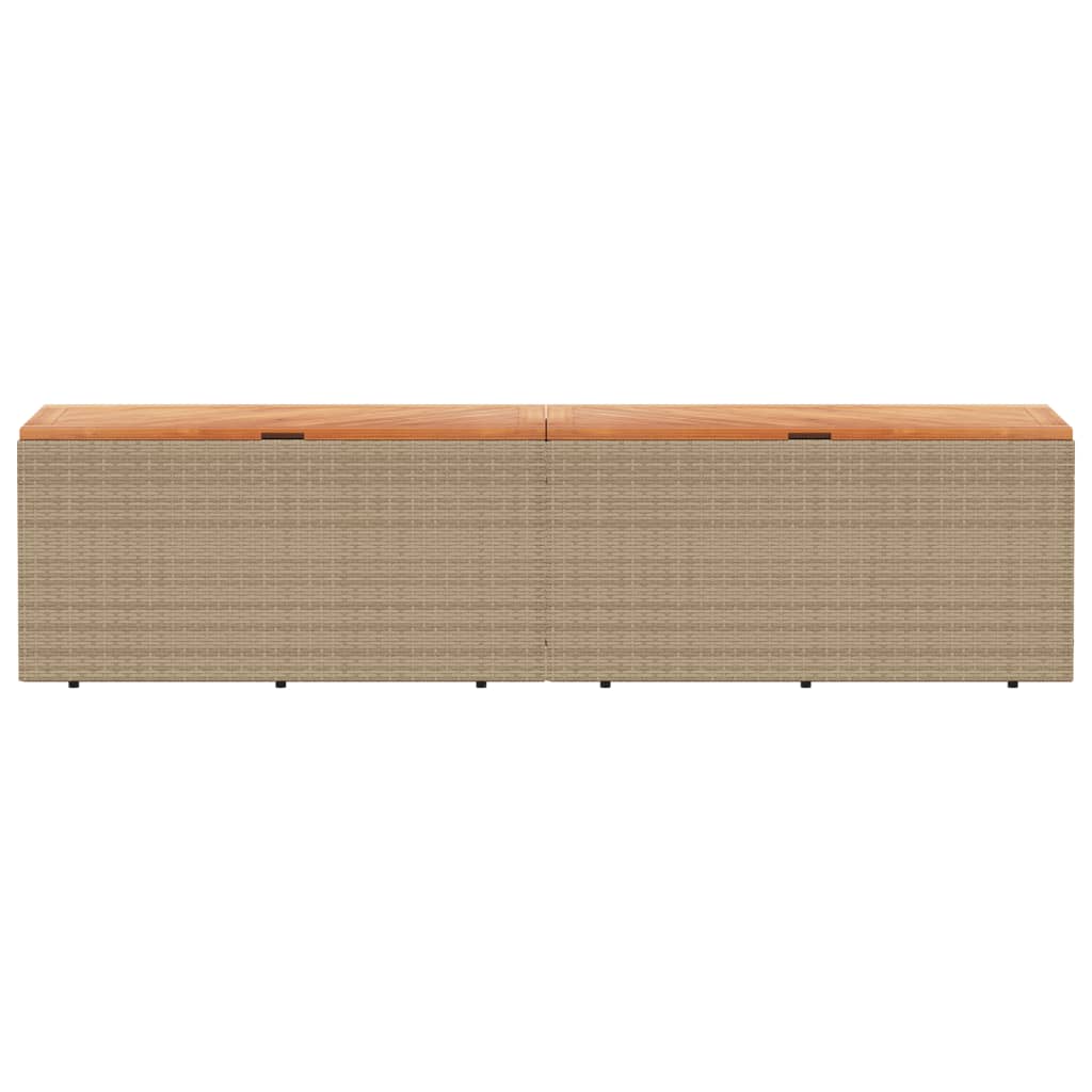 Contenitore da Giardino Beige 220x50x54 cm Polyrattan e Acacia