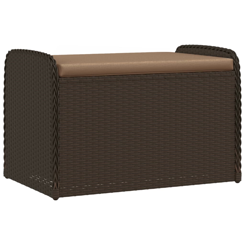 Cassapanca con Cuscino Marrone 80x51x52 cm in Polyrattan