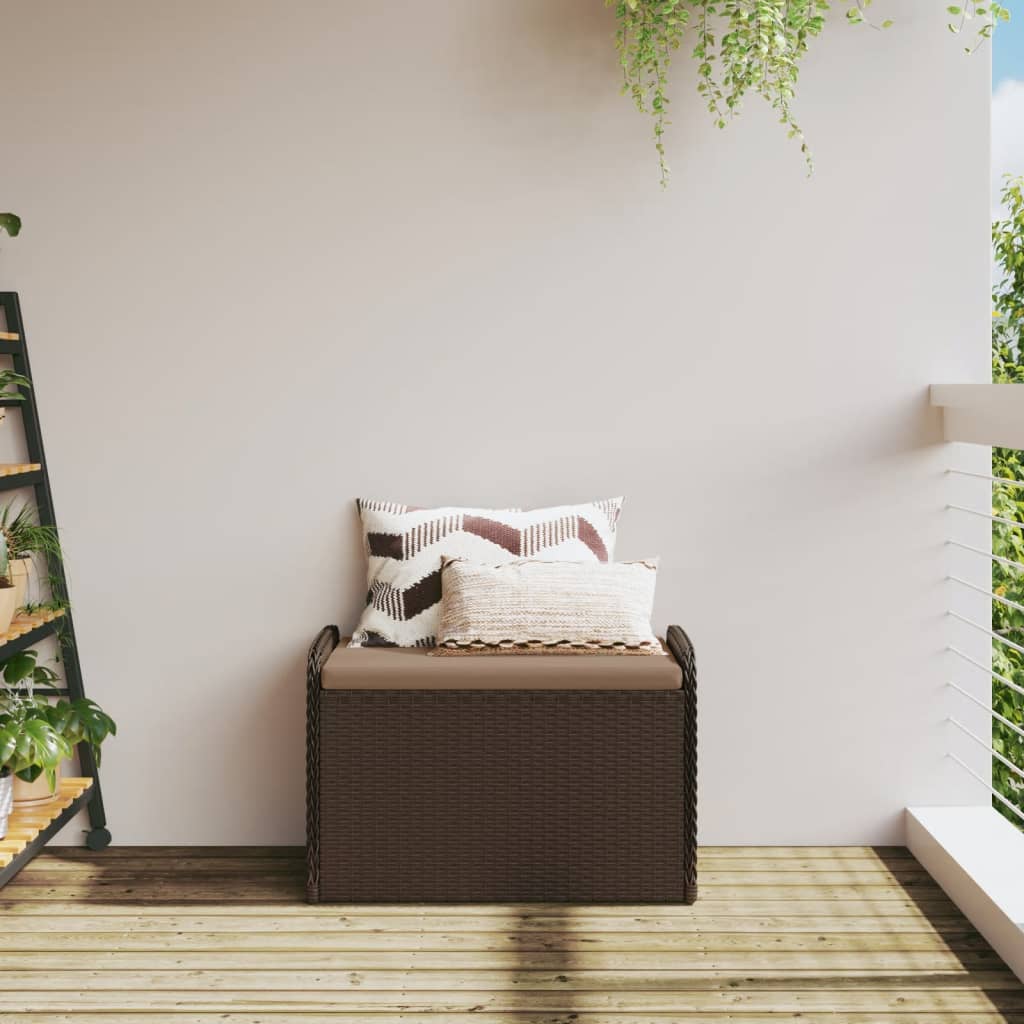 Cassapanca con Cuscino Marrone 80x51x52 cm in Polyrattan