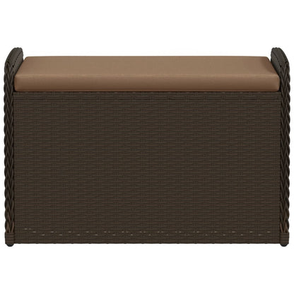 Cassapanca con Cuscino Marrone 80x51x52 cm in Polyrattan
