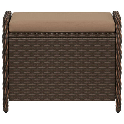 Sgabello Giardino con Cuscino Marrone 58x46x46 cm in Polyrattan