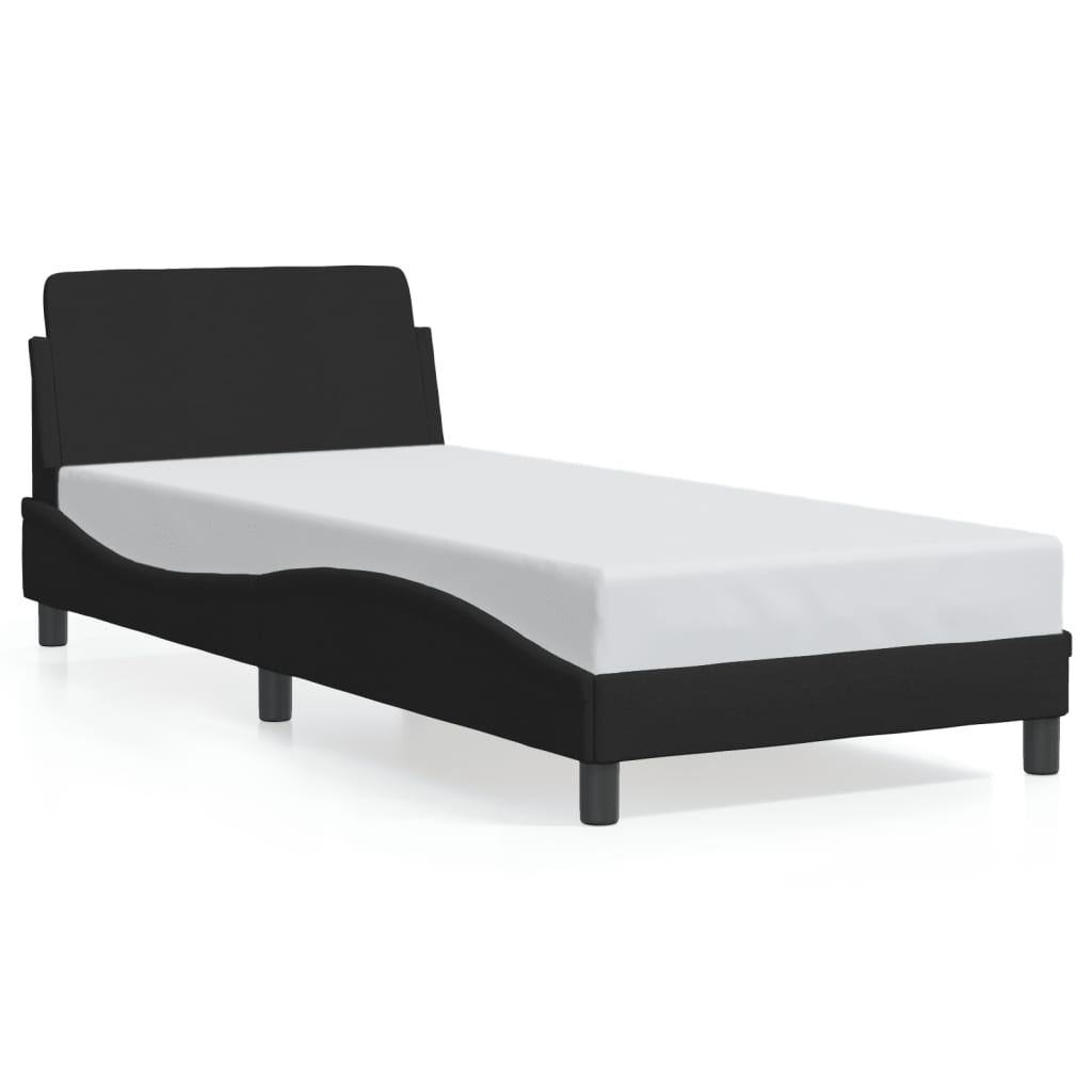 Giroletto con Testiera senza Materasso Nero 80x200 cm Tessuto