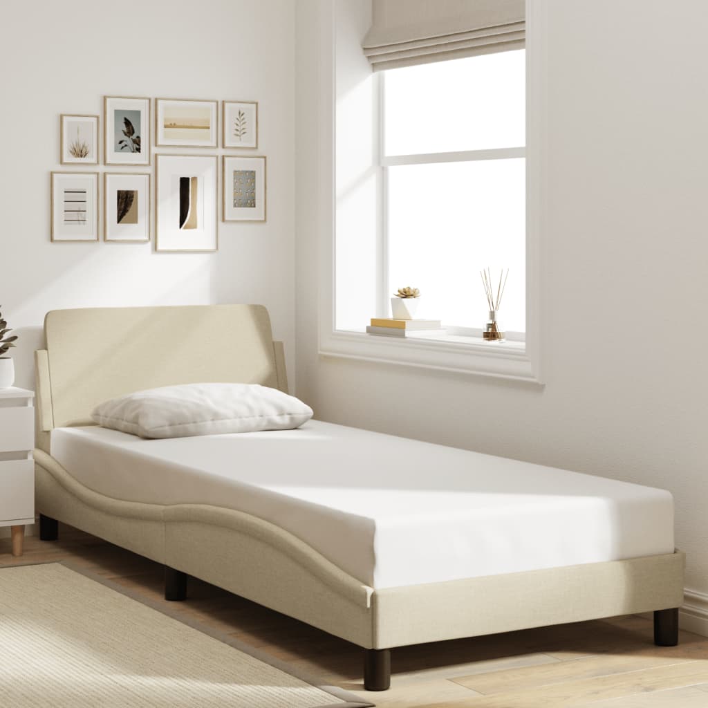 Giroletto con Testiera senza Materasso Crema 80x200 cm Tessuto