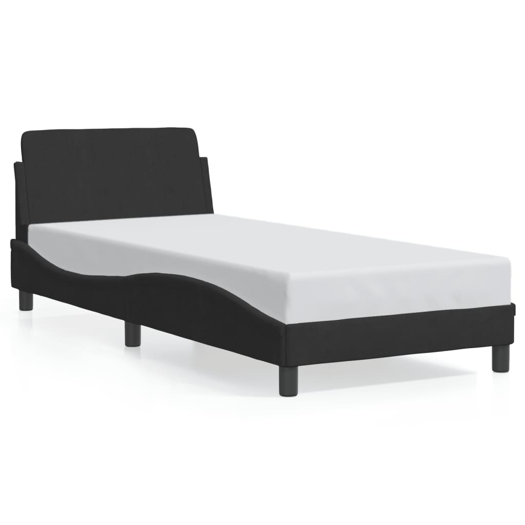 Giroletto con Testiera senza Materasso Nero 80x200 cm Velluto