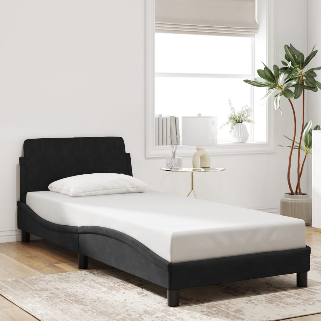 Giroletto con Testiera senza Materasso Nero 80x200 cm Velluto