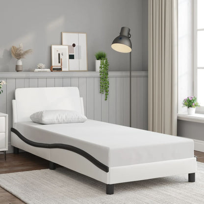 Giroletto con Testiera Bianco e Nero 80x200 cm in Similpelle