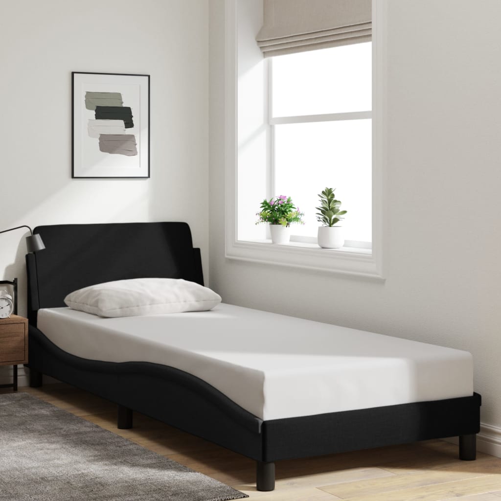 Giroletto con Testiera senza Materasso Nero 90x190 cm Tessuto